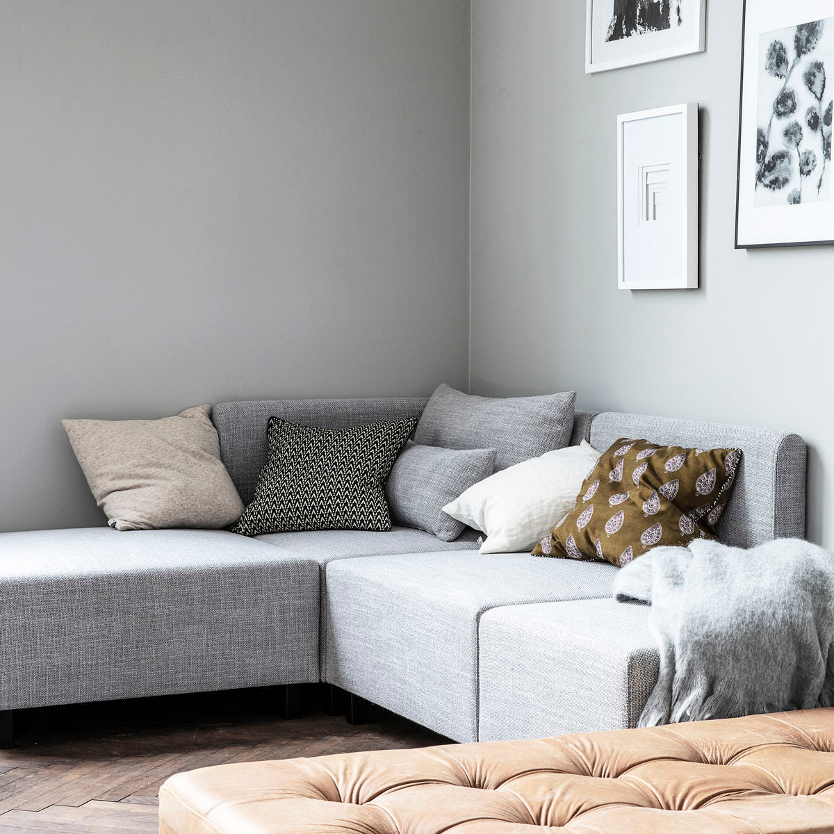 Sofa, Corner section, Slow, Light grey House Doctor