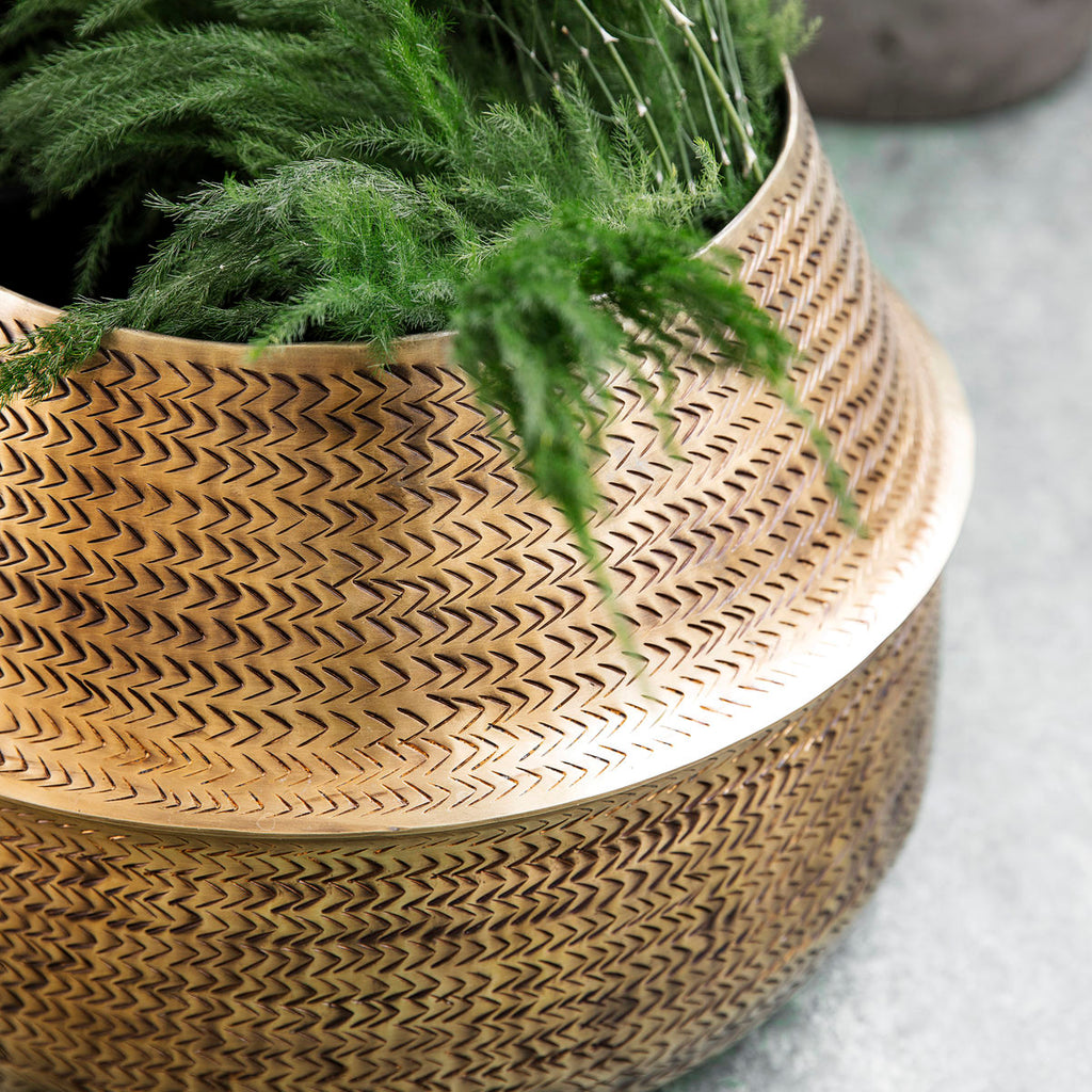 Planter, Rattan, Brass finish House Doctor
