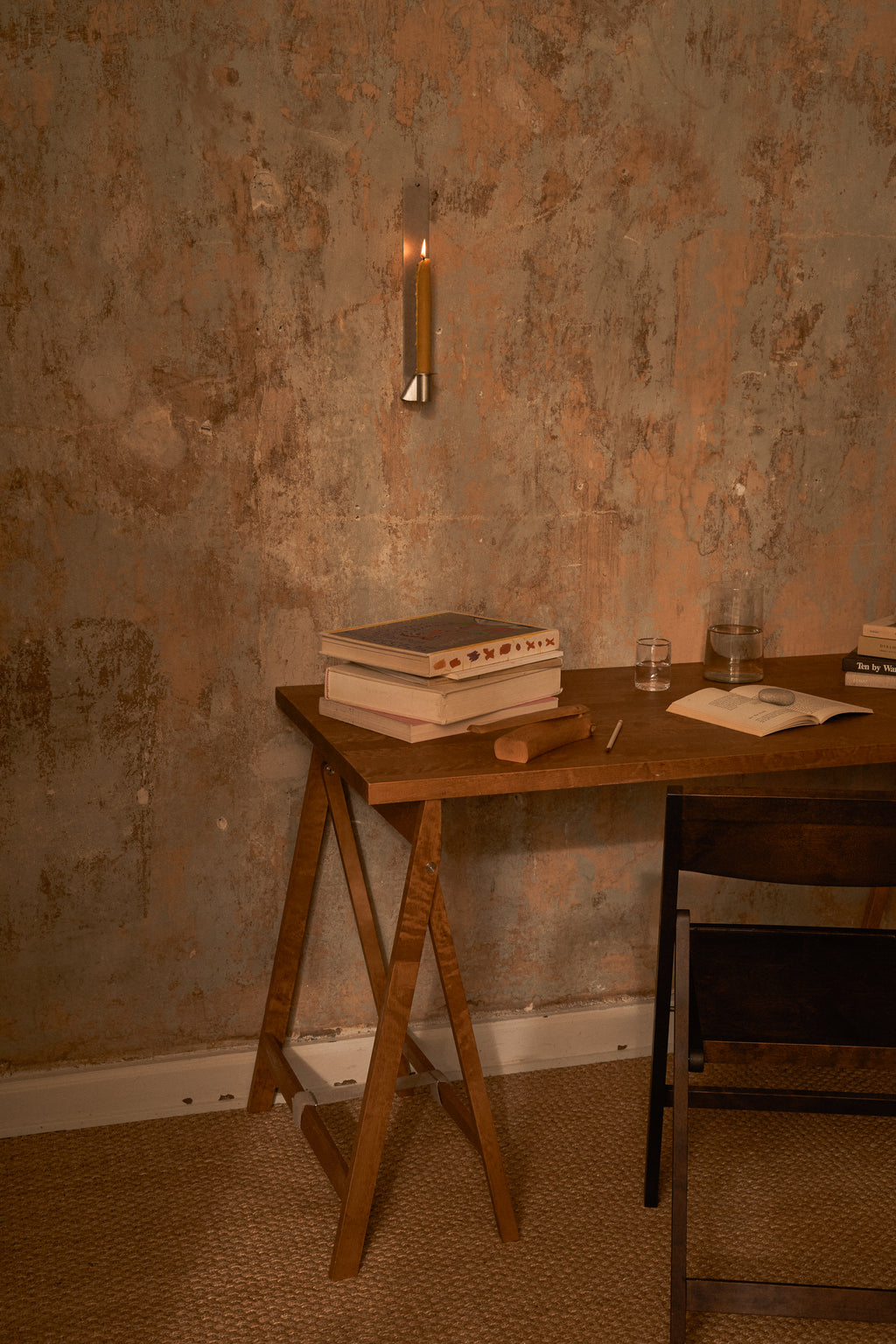 FRAMA Folding Flat Trestle Table | Warm Brown Birch