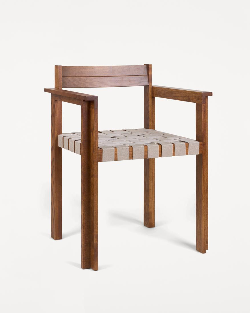 Symmetry Armrest Chair | Honey Ash Wood, Oat Fabric