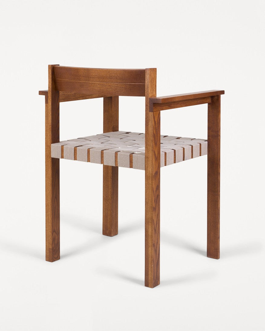 Symmetry Armrest Chair | Honey Ash Wood, Oat Fabric