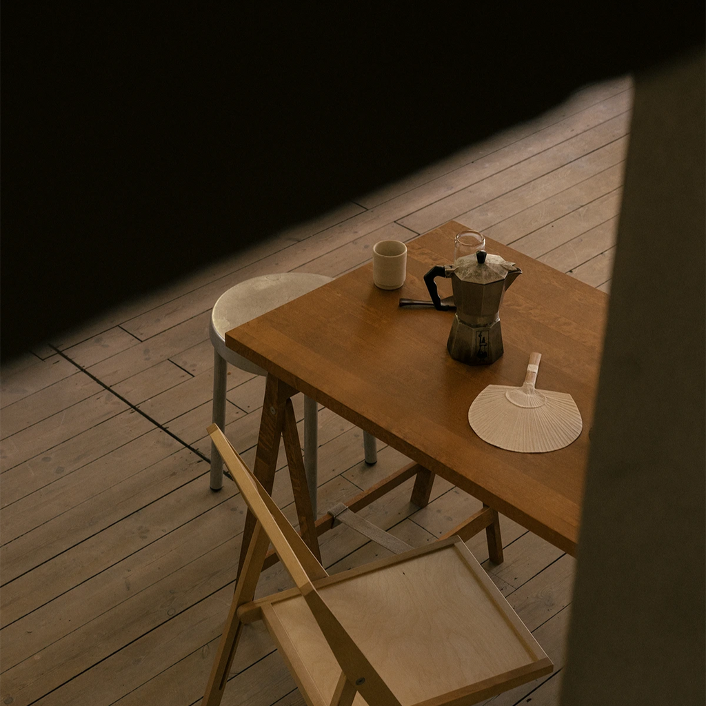 FRAMA Folding Flat Trestle Table | Warm Brown Birch