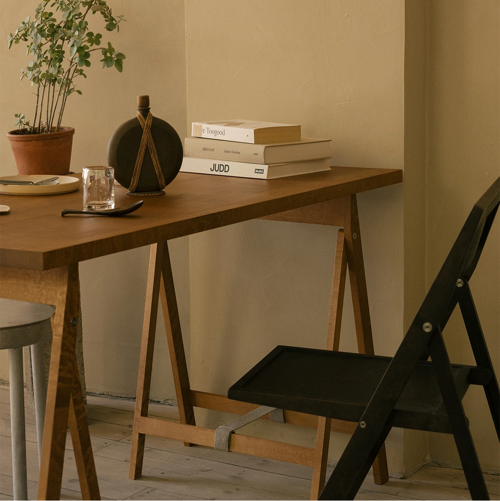 FRAMA Folding Flat Trestle Table | Warm Brown Birch