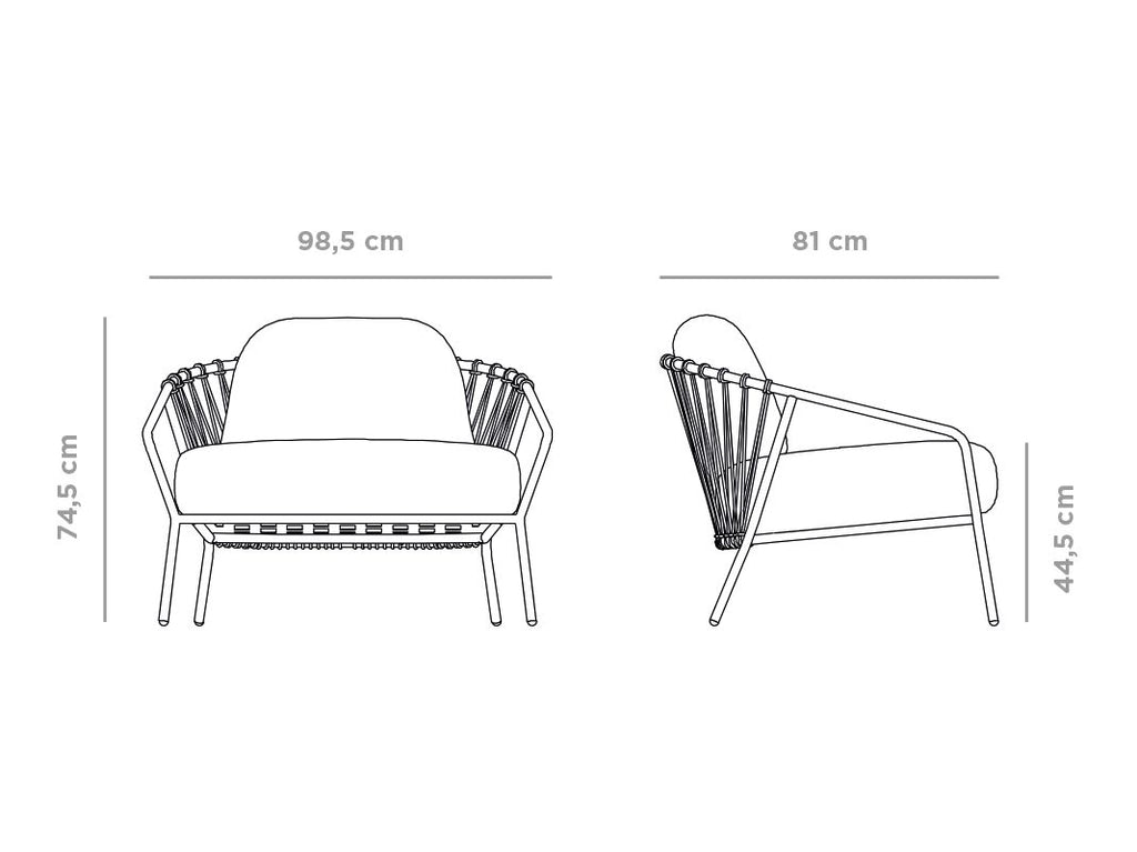 BAGA / Garden Armchair w. Upholstered Backrest