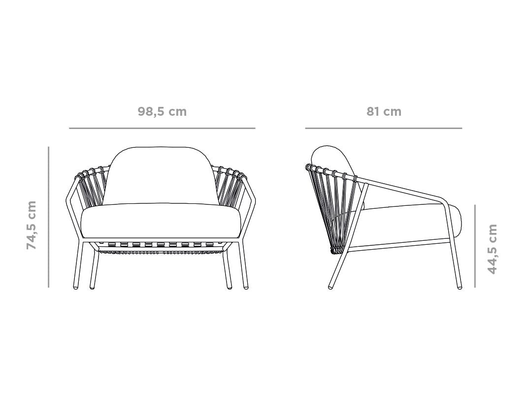 BAGA / Garden Armchair w. Upholstered Backrest