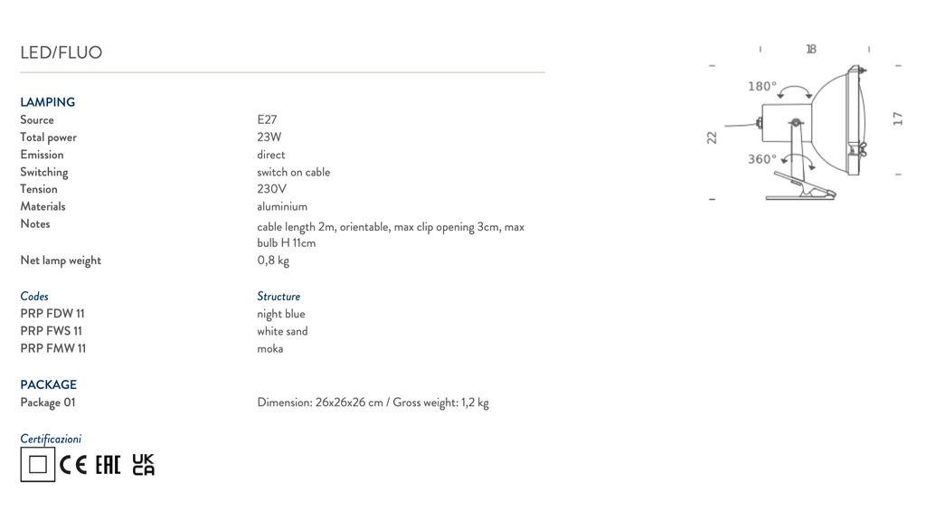 NEMO -PROJECTEUR 165 PINCER CLIP