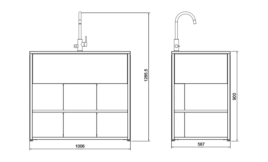 Free-standing module with sink
