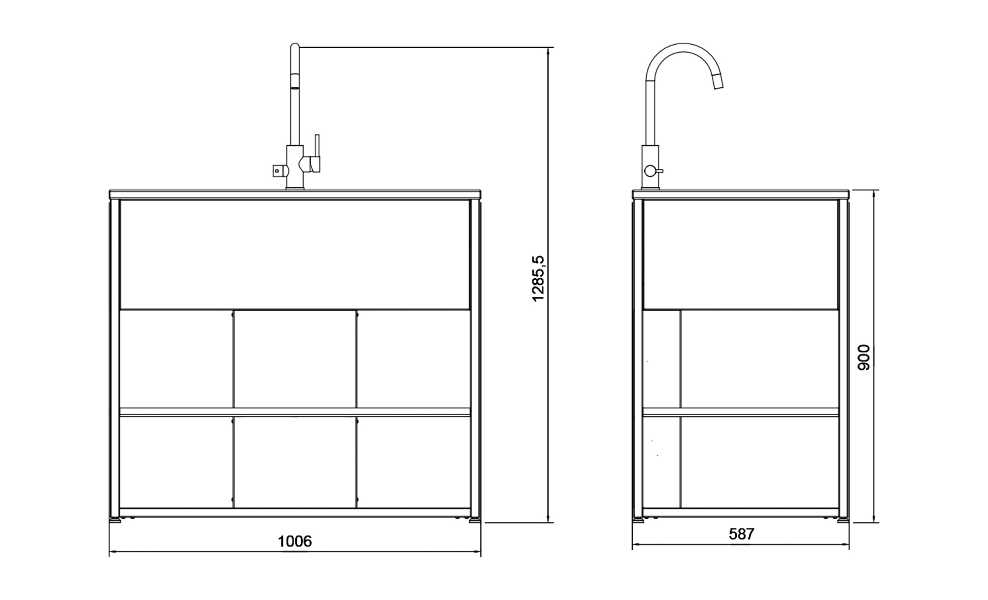Free-standing module with sink