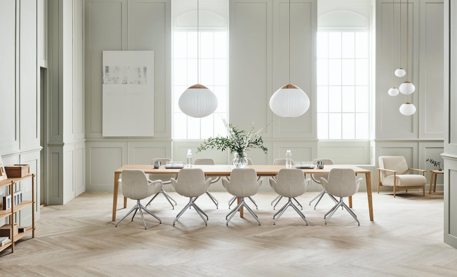 Graceful Grand Table / 390 x 120 cm, 30 mm w. Cable Management, Oiled oak, Solid