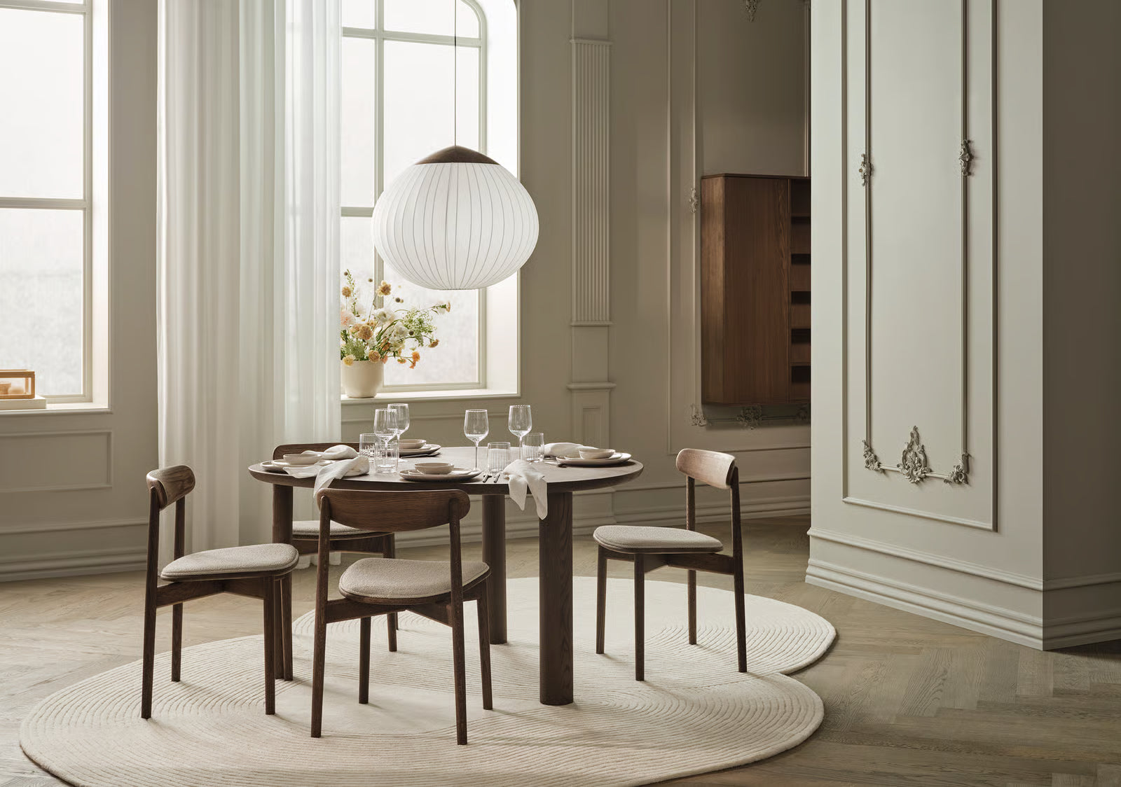 Merge Dining Chair / Quattro - Leather, Cognac, Oiled oak