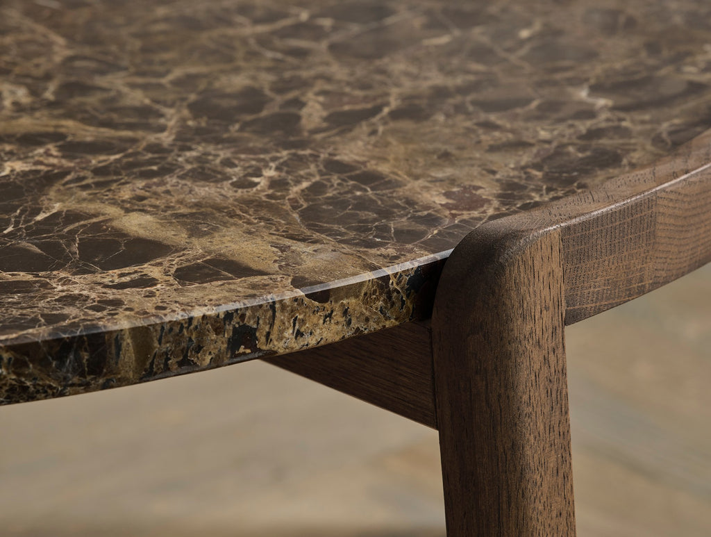 Mix Coffee Table Ø65 cm / Brown marble, Dark oiled oak, Solid