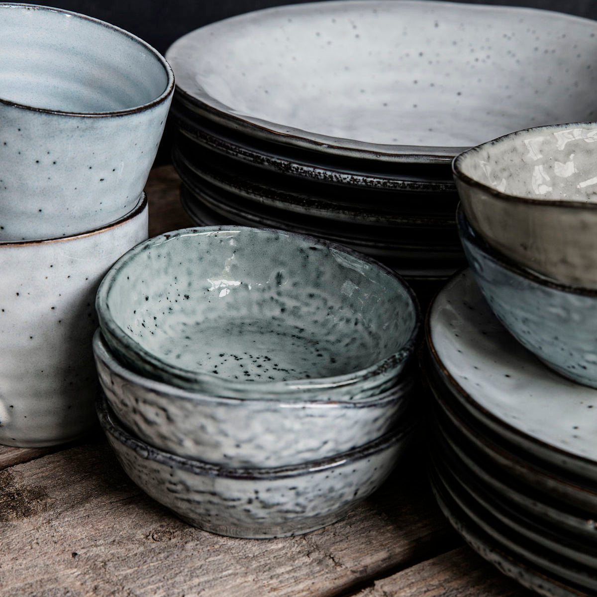 Bowl, Rustic, Grey/Blue (Set of 6) House Doctor