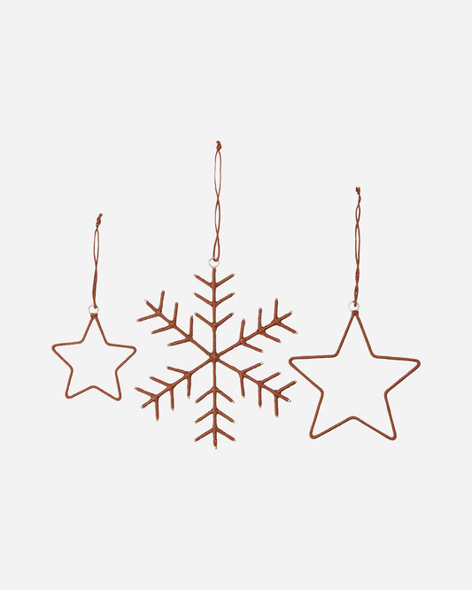 Ornaments, Snowflakes & Stars, Brown (6 units)